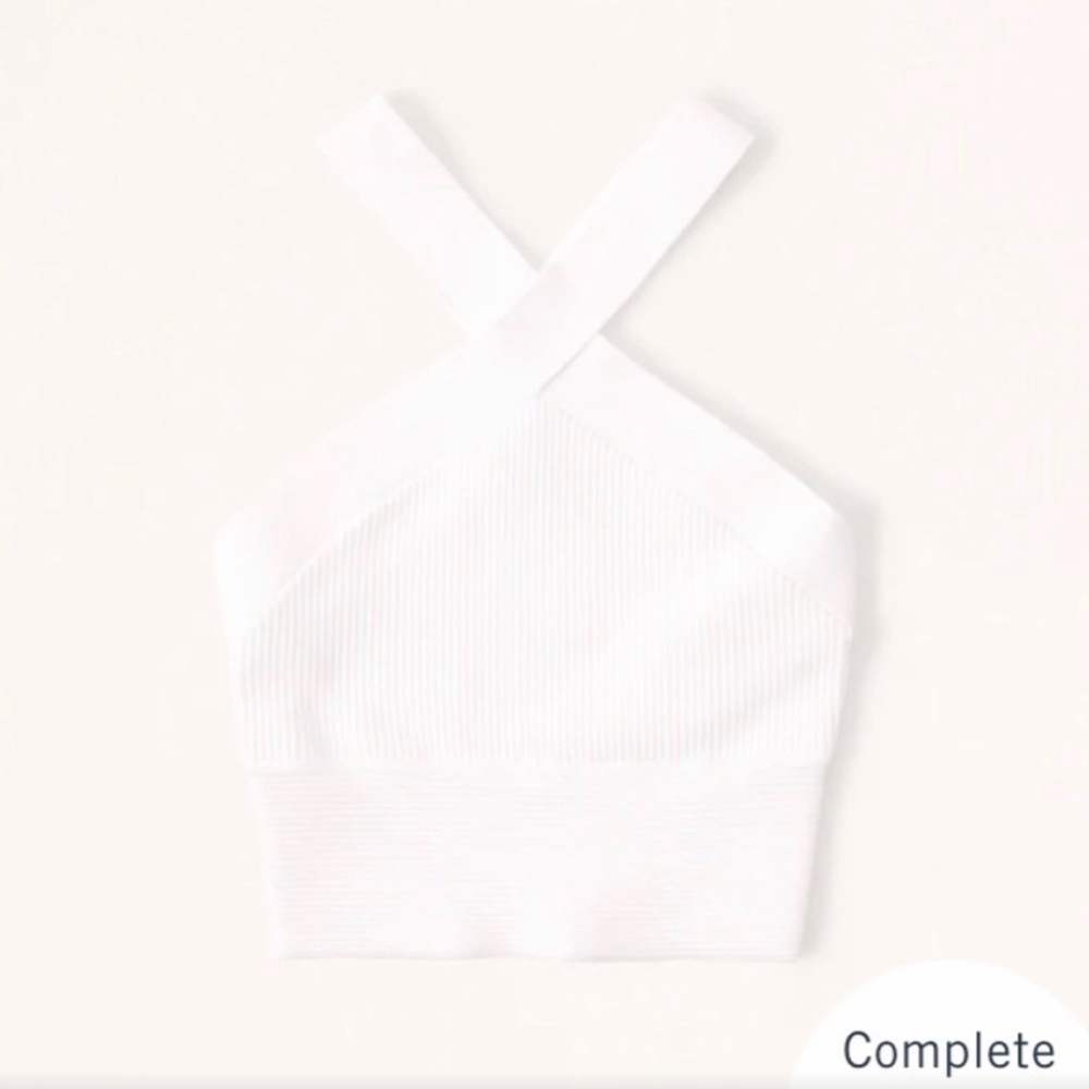 abercrombie xsmall cropped halter top sweater white ribbed texture new with tag